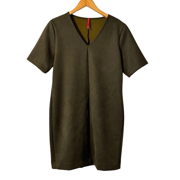 SPANX Faux Suede Column Dress Utility Green Womens size Large - Picture 2 of 6